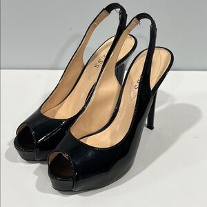 Guess Peep toe Black Slingback Heels